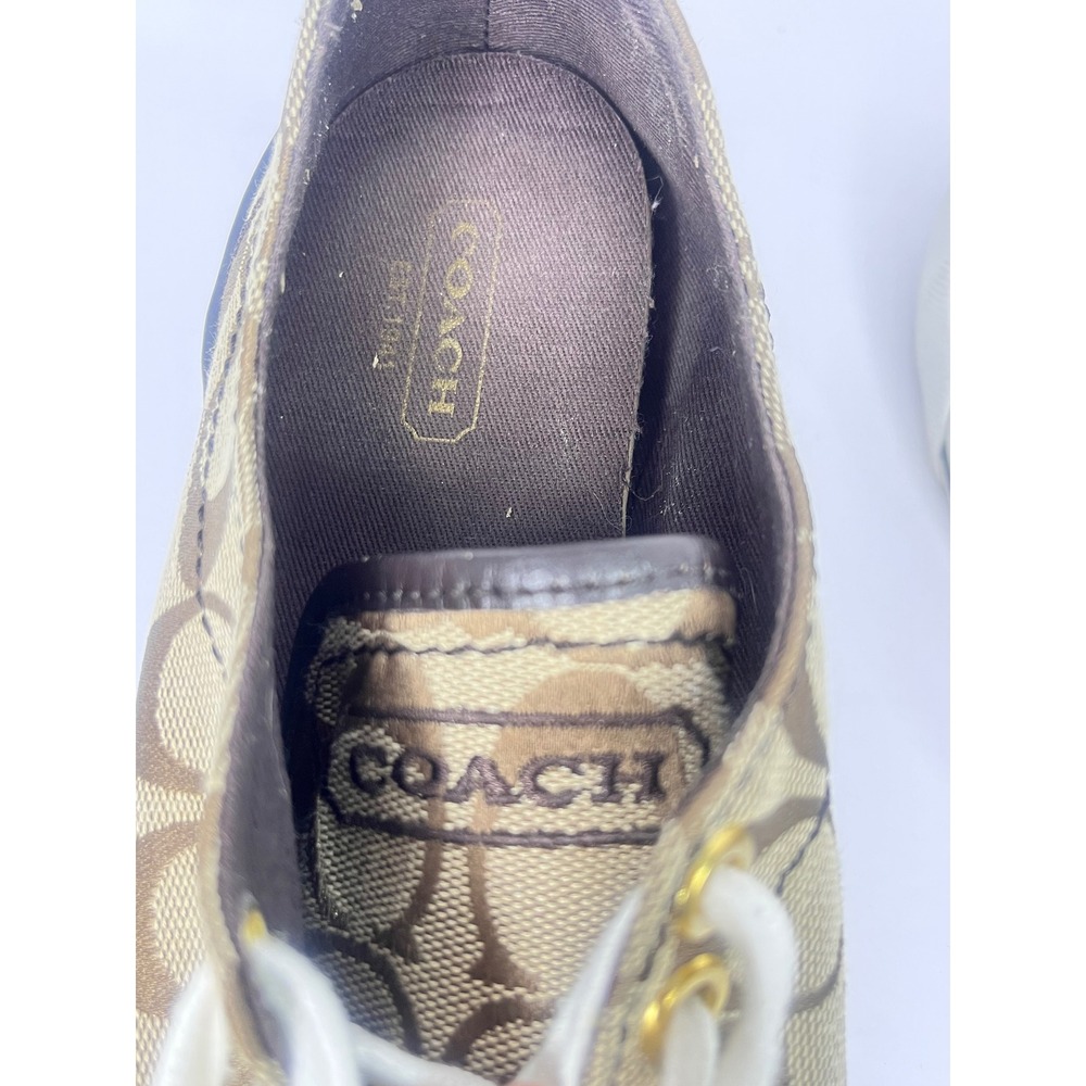 Coach Suzy Sneakers Women 6.5B Brown Signature C Canvas Monogram Low Top Shoes - Picture 13 of 16